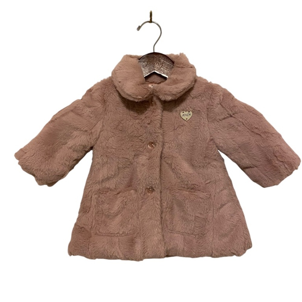 Baby Girl Plush Pink Faux Fur Coat by Juicy Couture 12M Kids Girls
